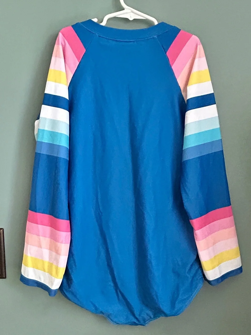 Juicy Couture Blue One-Piece Rash Guard Zip Up Swimsuit with Rainbow Stripes XL